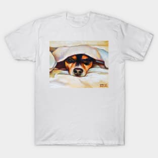 Cute Snuggle Sleeping Chihuahua by Robert Phelps T-Shirt